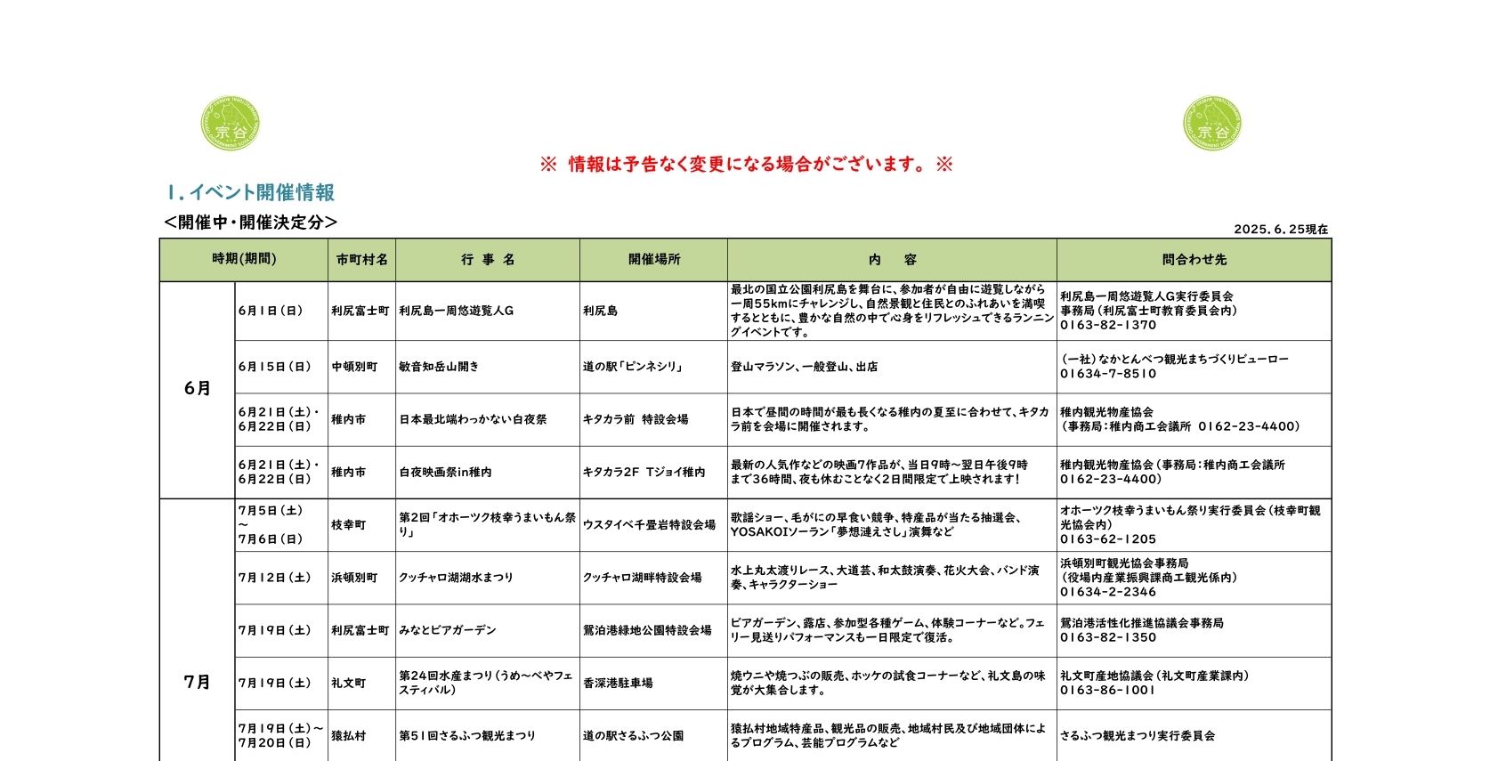イベント情報